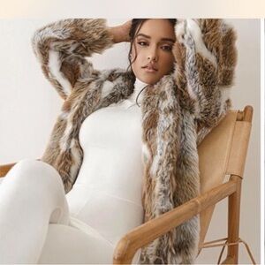 JLUXLABEL Normani Multicolor Hooded Faux Fur Coat